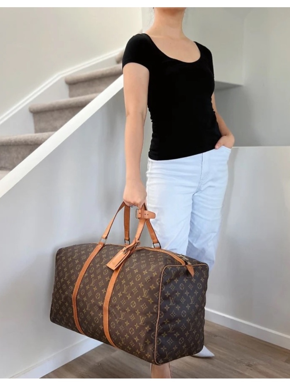 Authentic Louis Vuitton Shopping sac souple 55 monogram travel unisex - Picture 1 of 16